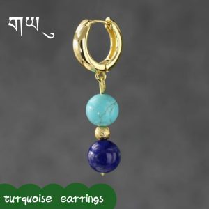 A single turquoise earring in Tibetan-Nepalese style Energy Jewelry